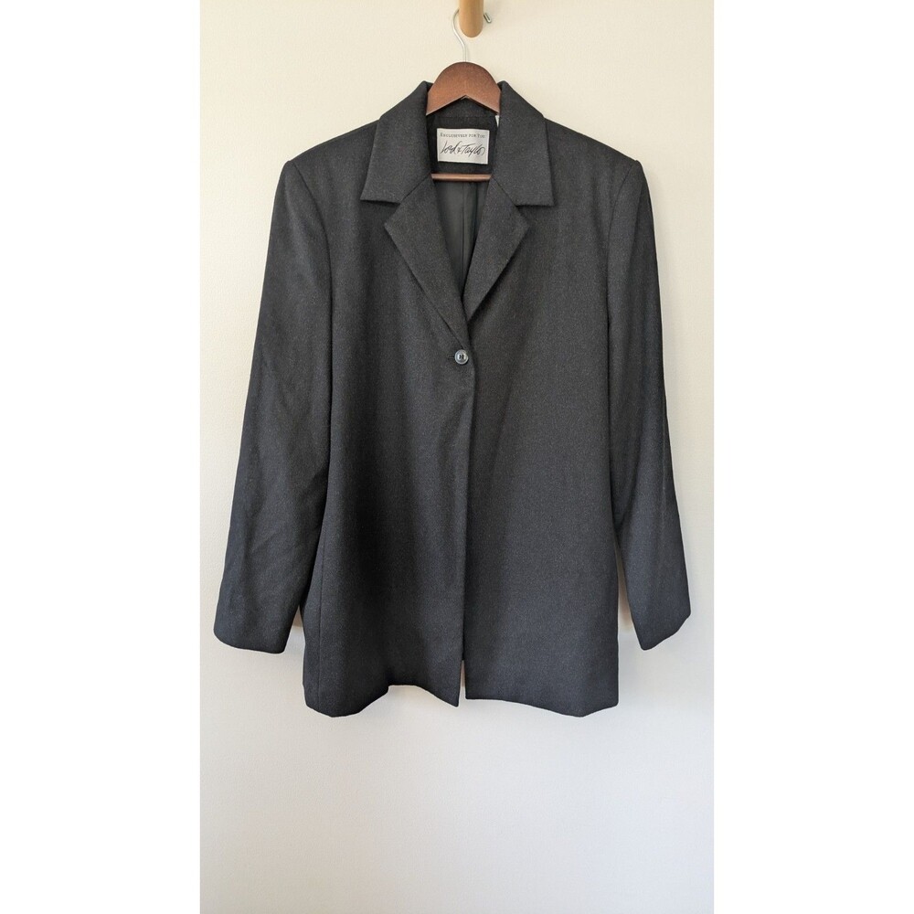 VTG Lord Taylor Womens Wool Cashmere Blazer Jacket Sz 10 Minimalist Quiet Luxury